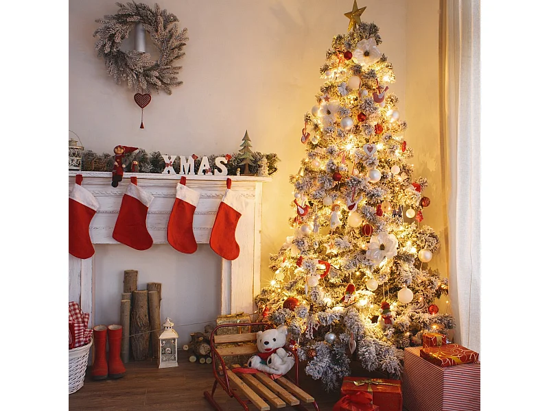 Albero di natale Innevato Artificiale Pino da 210 cm Folto Realistico 1791 Rami