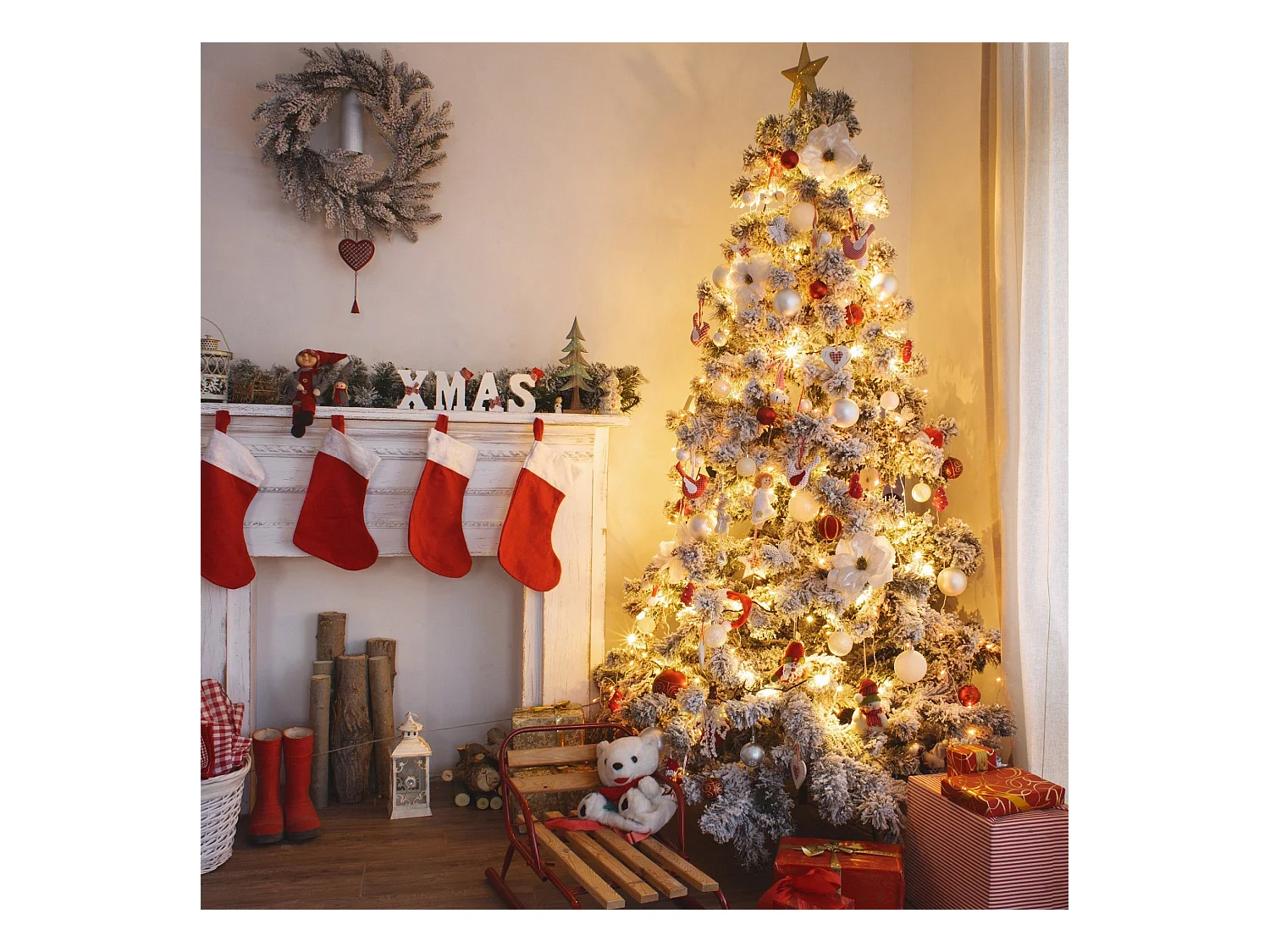 Albero di natale Innevato Artificiale Pino da 210 cm Folto Realistico 1791 Rami