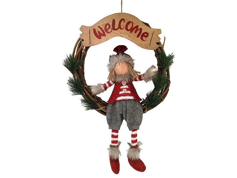 Ghirlanda Natalizia Festone Di Natale Per Porta Fuoriporta In Tessuto E Vimini