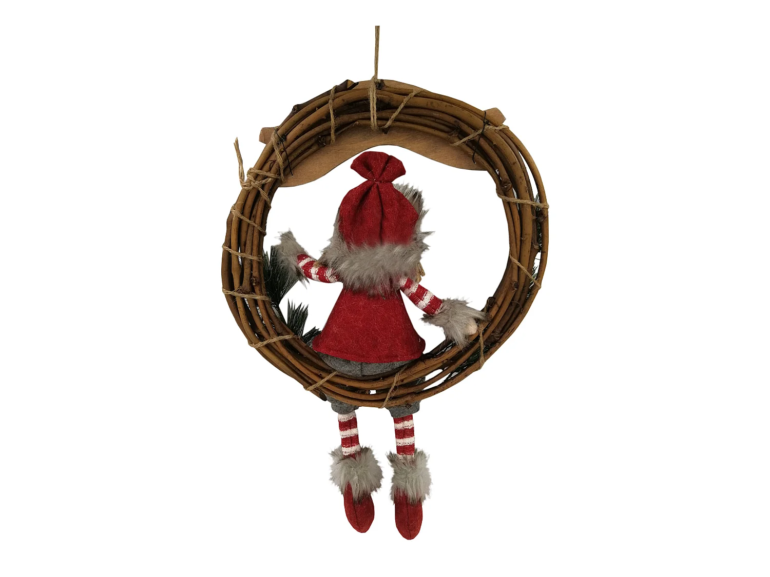 Ghirlanda Natalizia Festone Di Natale Per Porta Fuoriporta In Tessuto E Vimini