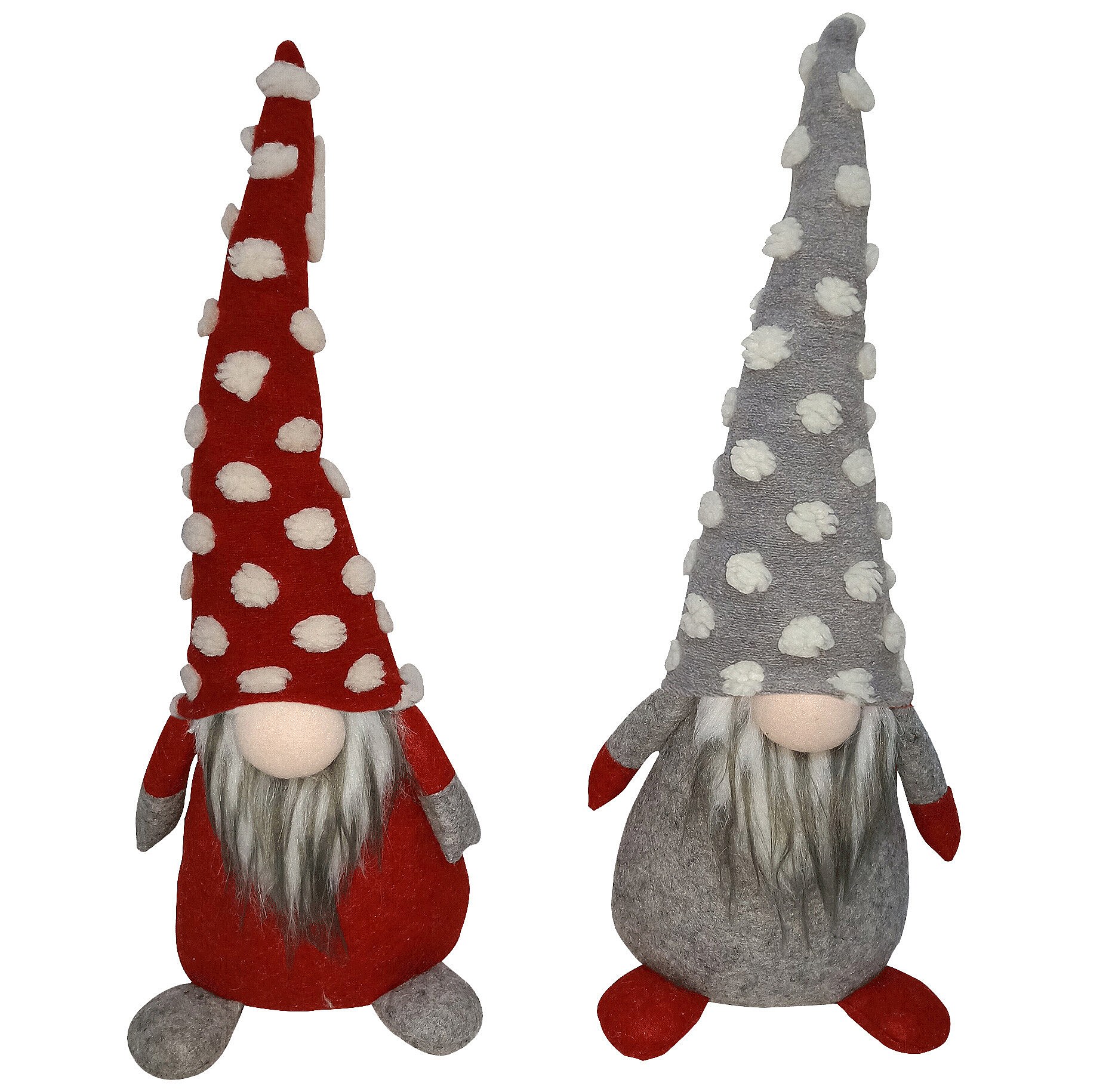 Spetebo – Set Di 2 Gnomi Natalizi Seduti 25 Cm – Uomo E Donna – Grigio/Bianco – Decorazione Feltro