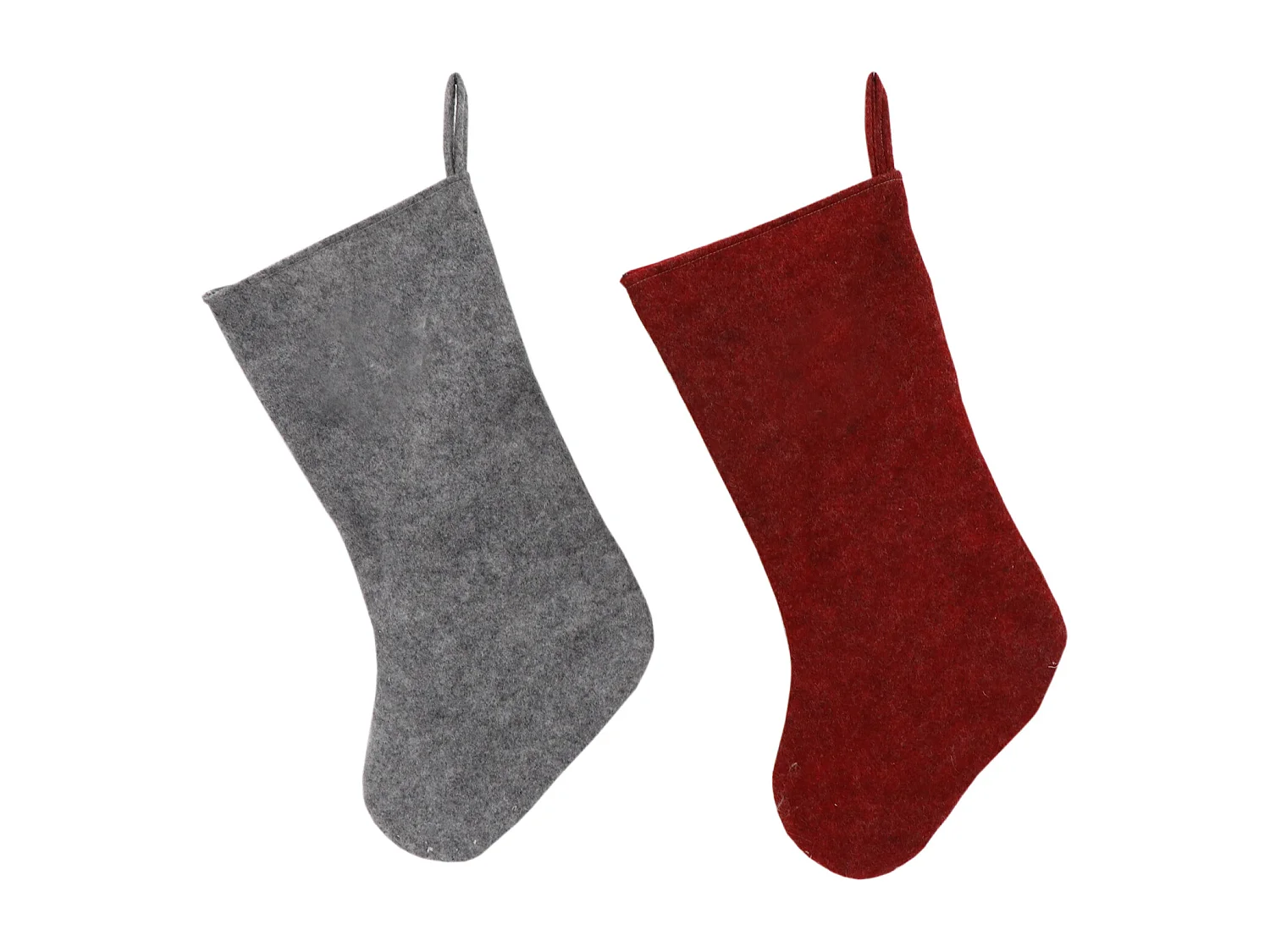 2 Calze Di Natale Befana Epifania Tessuto Rosso Grigio Con Gnomo Elfo Folletto