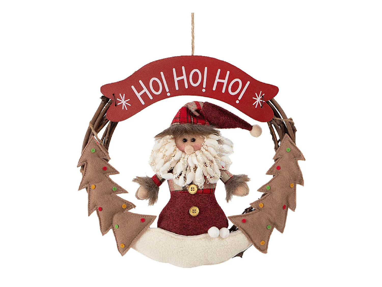 Guirlande Décoration De Porte Noël Polyester Mdf Rouge 32x34x4