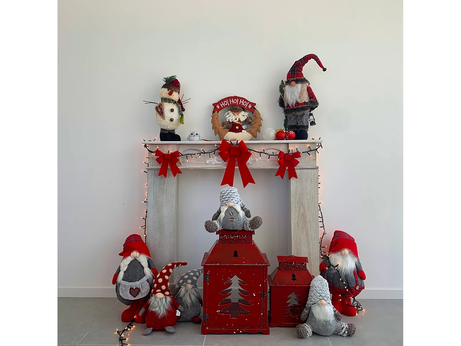 Guirlande Décoration De Porte Noël Polyester Mdf Rouge 32x34x4