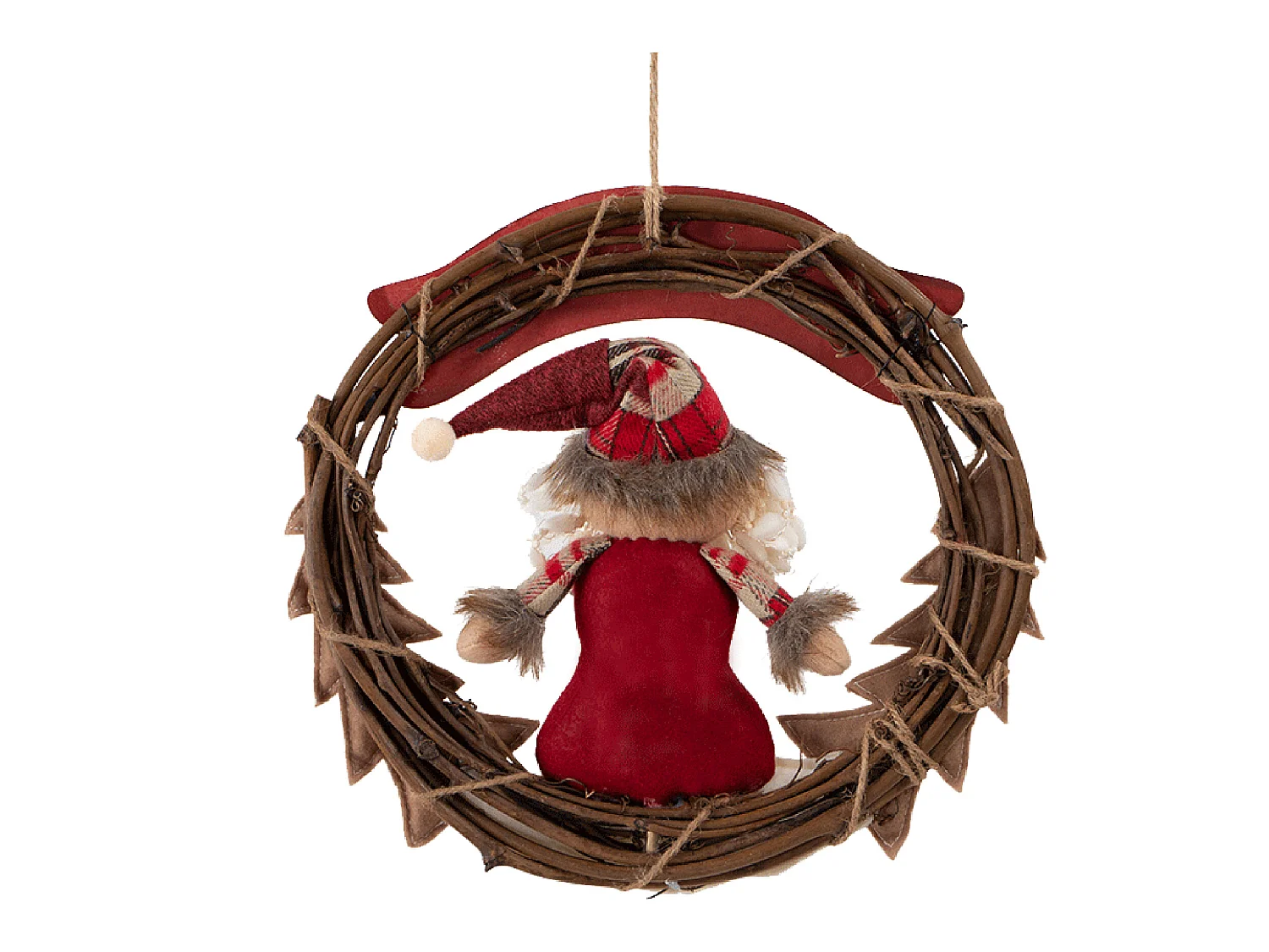 Guirlande Décoration De Porte Noël Polyester Mdf Rouge 32x34x4