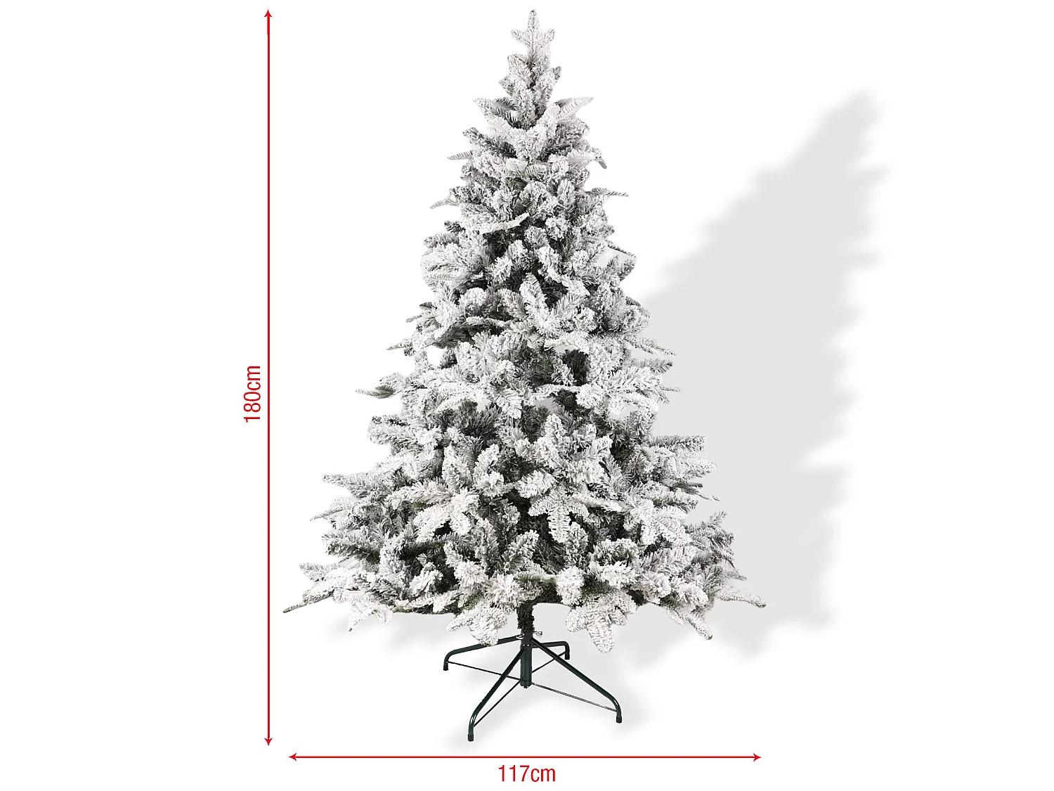 Arbre de Noël réaliste de 180 cm avec fausse neige et 1249 branches
