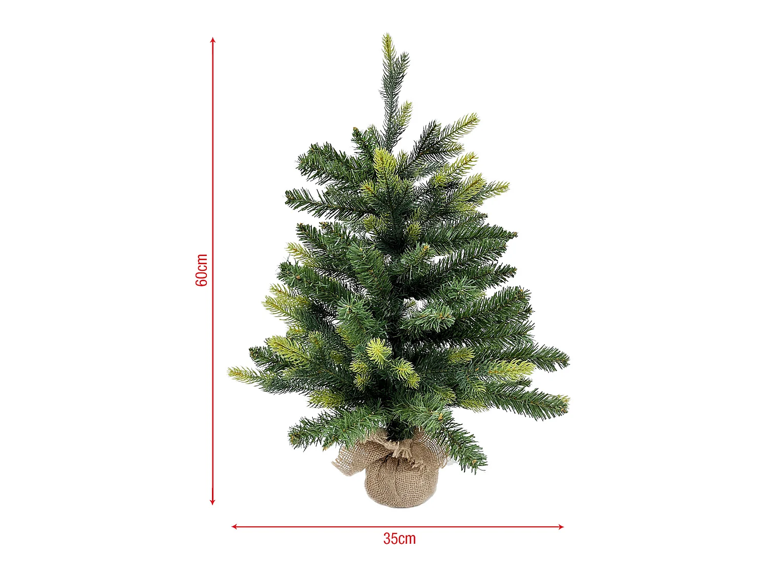 Albero di Natale Abete artificiale Verde Piccolo 60 cm con 80 Rami base Yuta