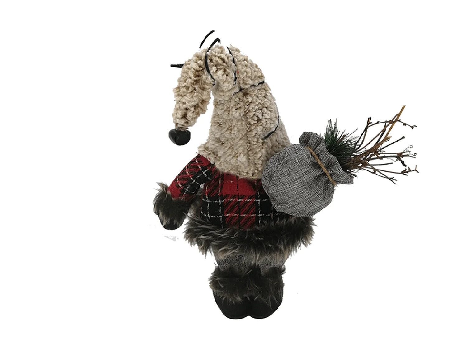 Babbo Natale Gnomo Barba Poliestere Grigio Beige Rosso 33x19x14