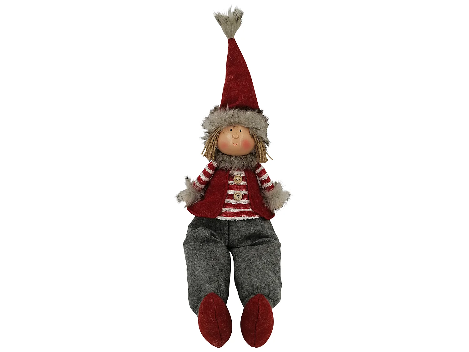 Elfos Nórdicos de Natal Tecido de Natal Vermelho Cinzento Decoração de Natal