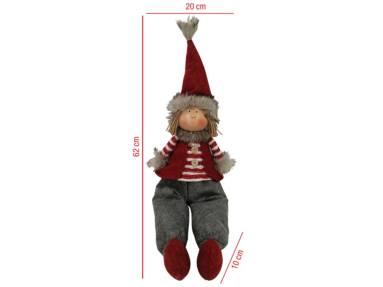 Elfos Nórdicos de Natal Tecido de Natal Vermelho Cinzento Decoração de Natal