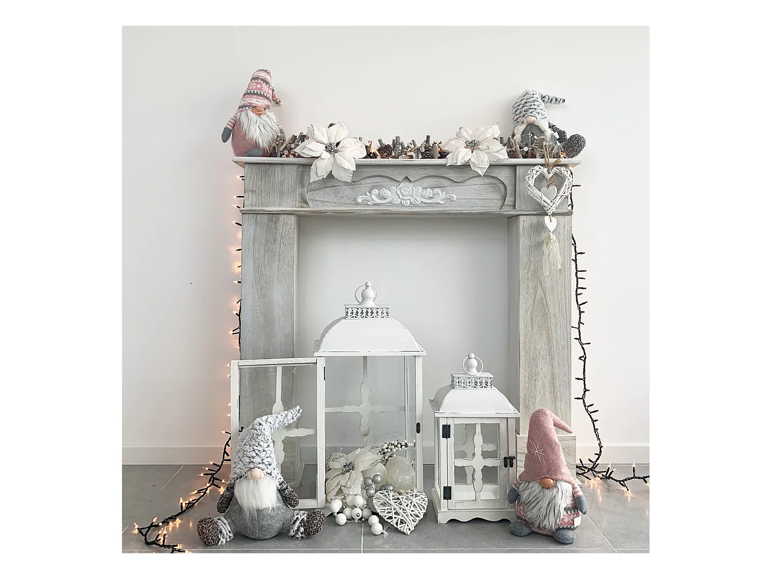 Elfo Scandinavo Gnomo Stoffa Grigio Addobbo Natale 35x16x24