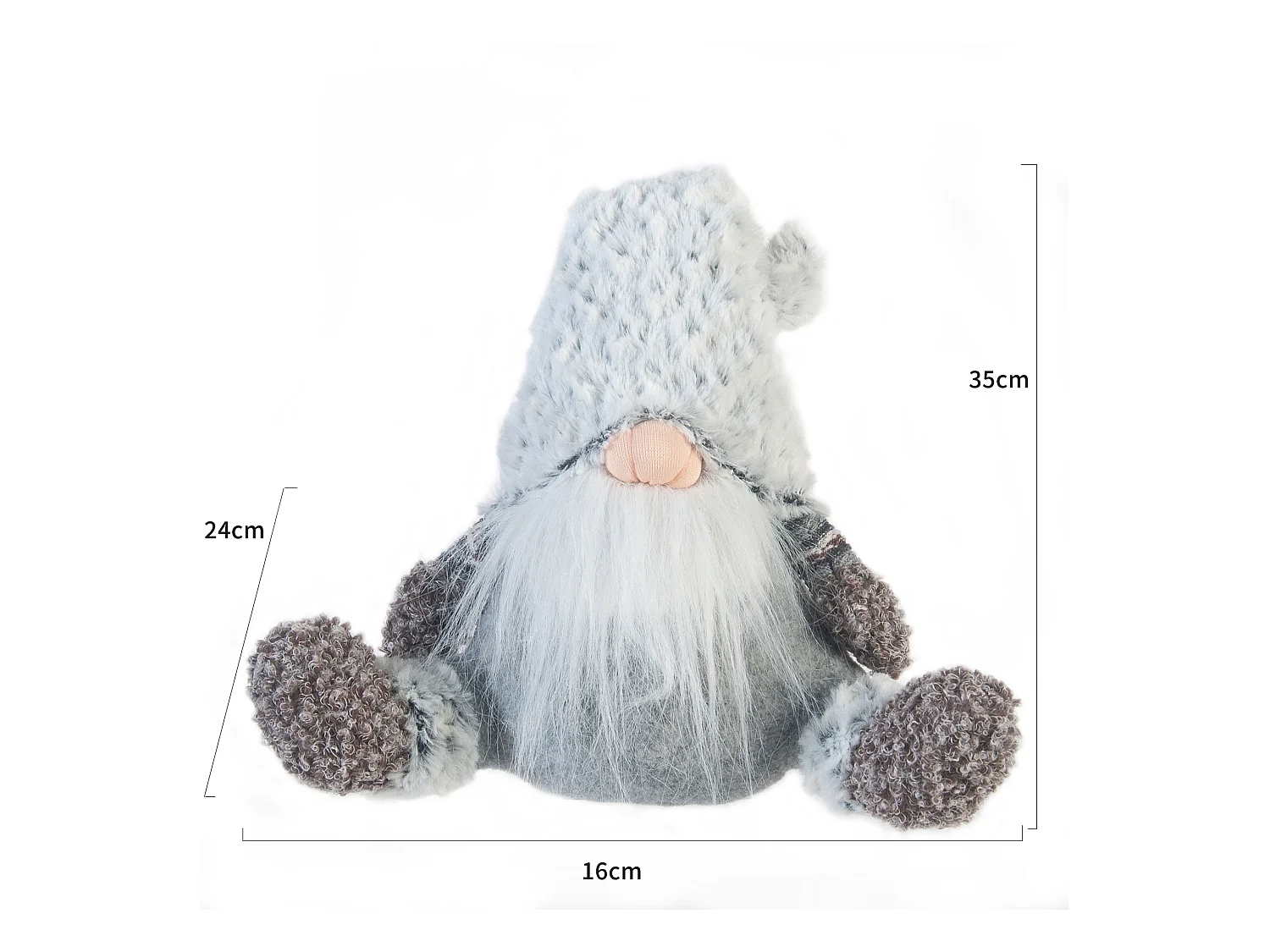 Elfo Scandinavo Gnomo Stoffa Grigio Addobbo Natale 35x16x24