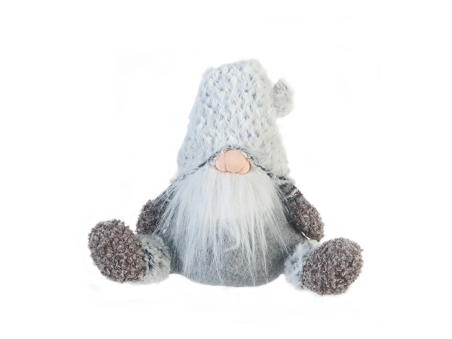 Gnome Scandinave Nain Tissu Gris Décor De Noël 35x16x24