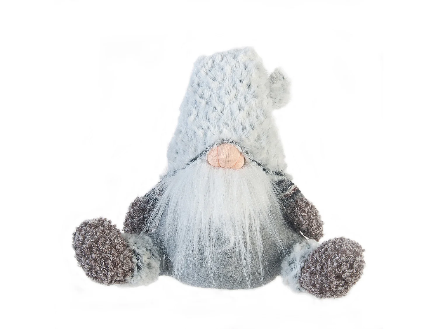 Gnome Scandinave Nain Tissu Gris Décor De Noël 35x16x24