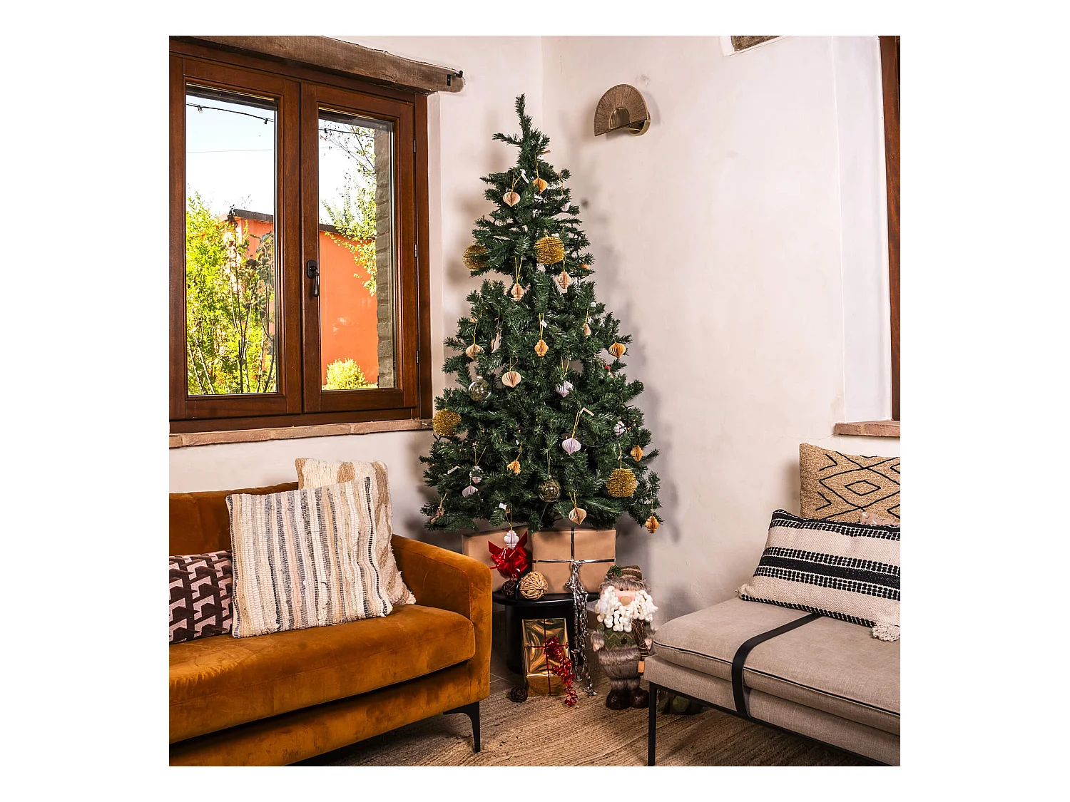 Albero di natale Abete Artificiale Verde da 180 cm Folto con 800 Rami Realistico