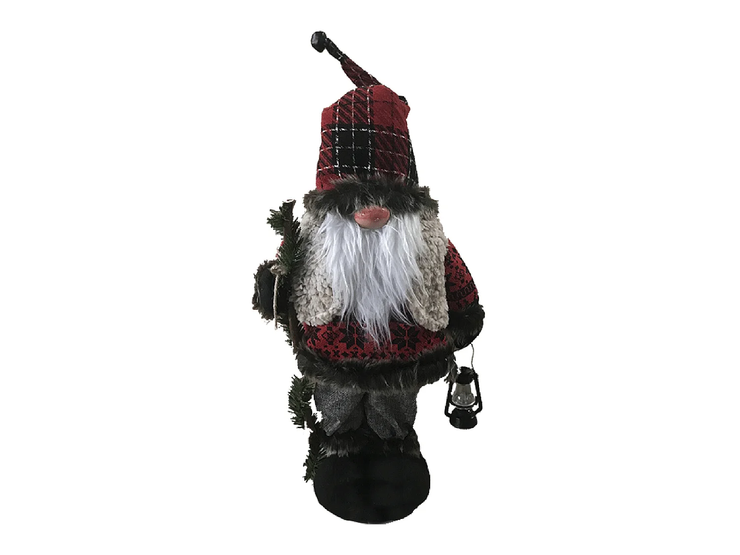 Père Noël Gnome Rouge Gris Polyester Plastique 53x23x13