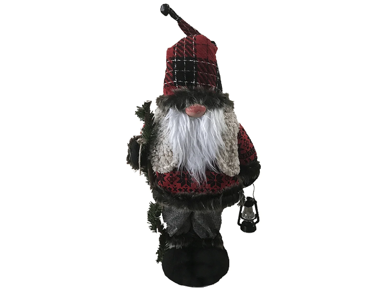 Père Noël Gnome Rouge Gris Polyester Plastique 53x23x13
