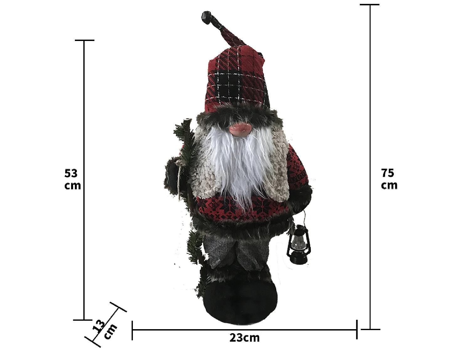 Père Noël Gnome Rouge Gris Polyester Plastique 53x23x13