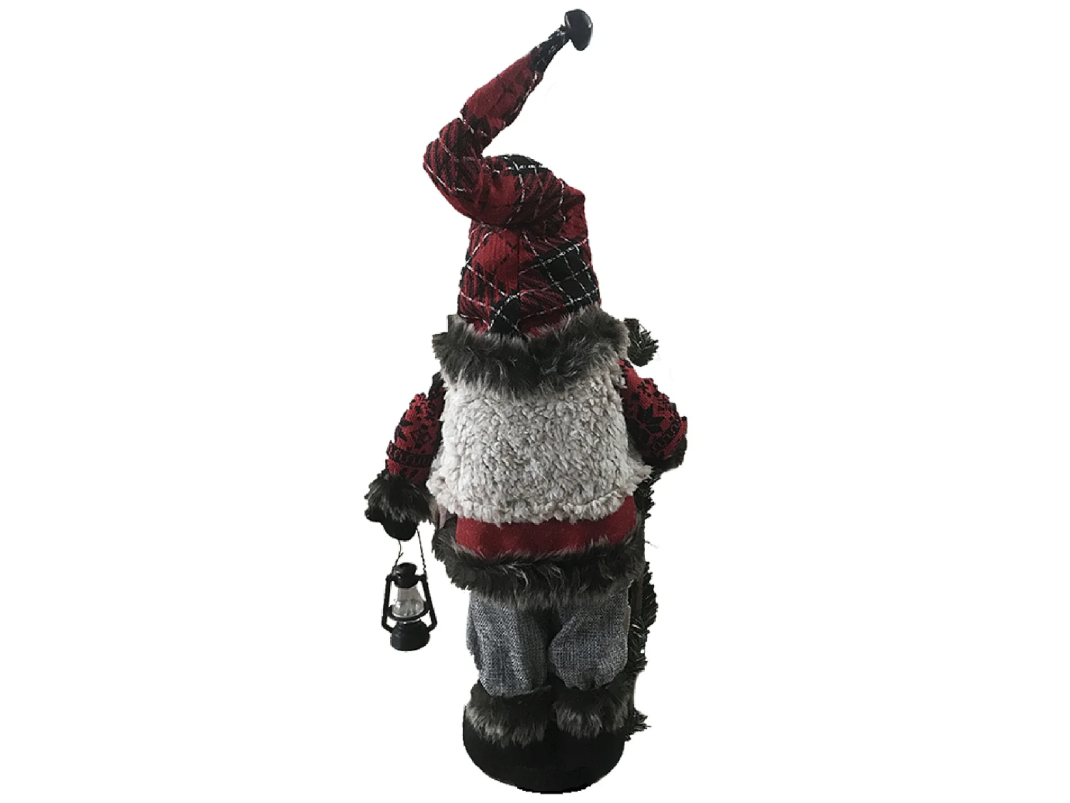 Père Noël Gnome Rouge Gris Polyester Plastique 53x23x13