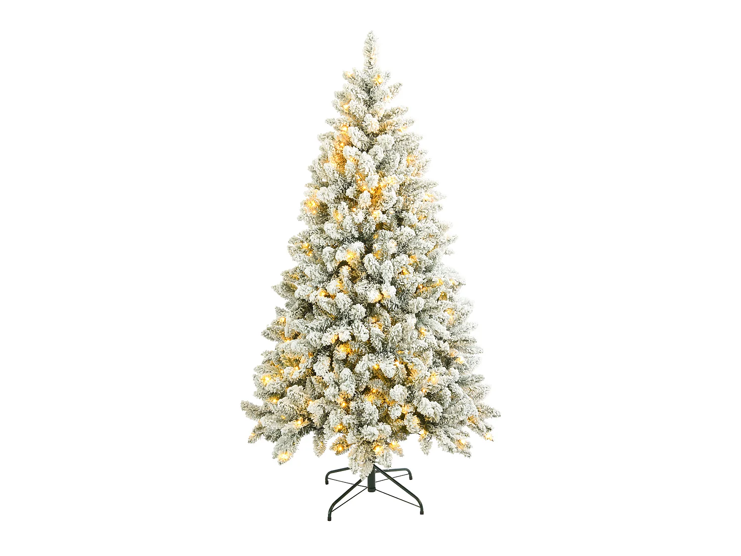 Árbol de Navidad nevado abeto blanco 180 cm 850 ramas de grosor con 300 luces LED incluidas
