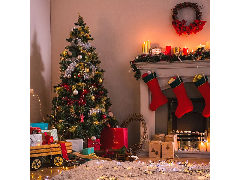 Albero di natale Pino Artificiale Verde da 210 cm Molto Folto con 1050 Rami