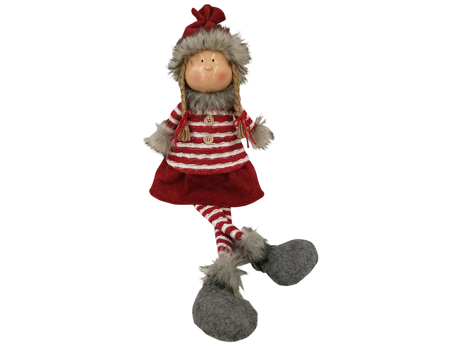 Gnomo Di Natale Elfo Folletto Natalizio In Tessuto Grigio Rosso Personaggi