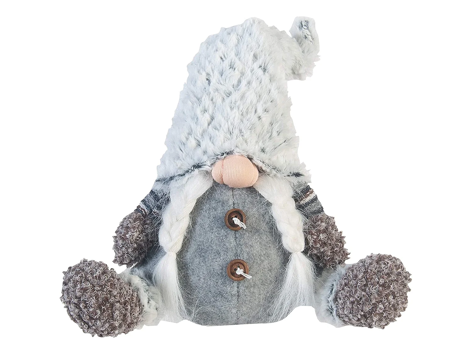 Gnome Décoratif Nain Suédois Gris Tissu Idée Cadeau 35x16x24