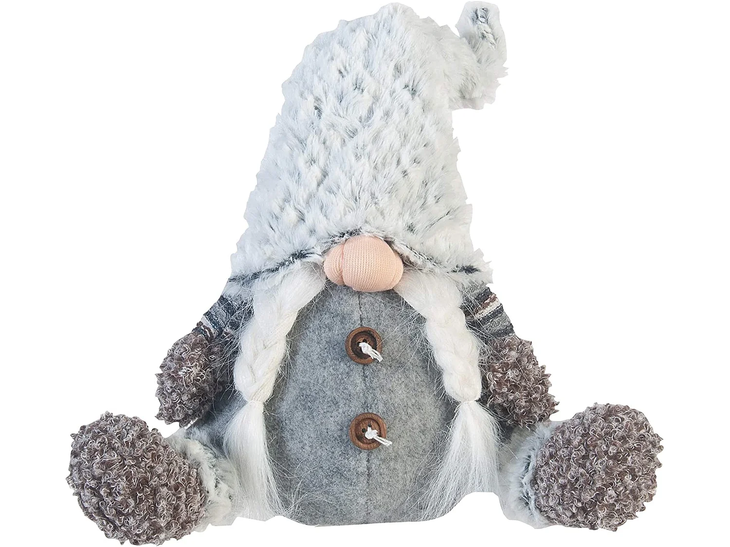 Gnome Décoratif Nain Suédois Gris Tissu Idée Cadeau 35x16x24