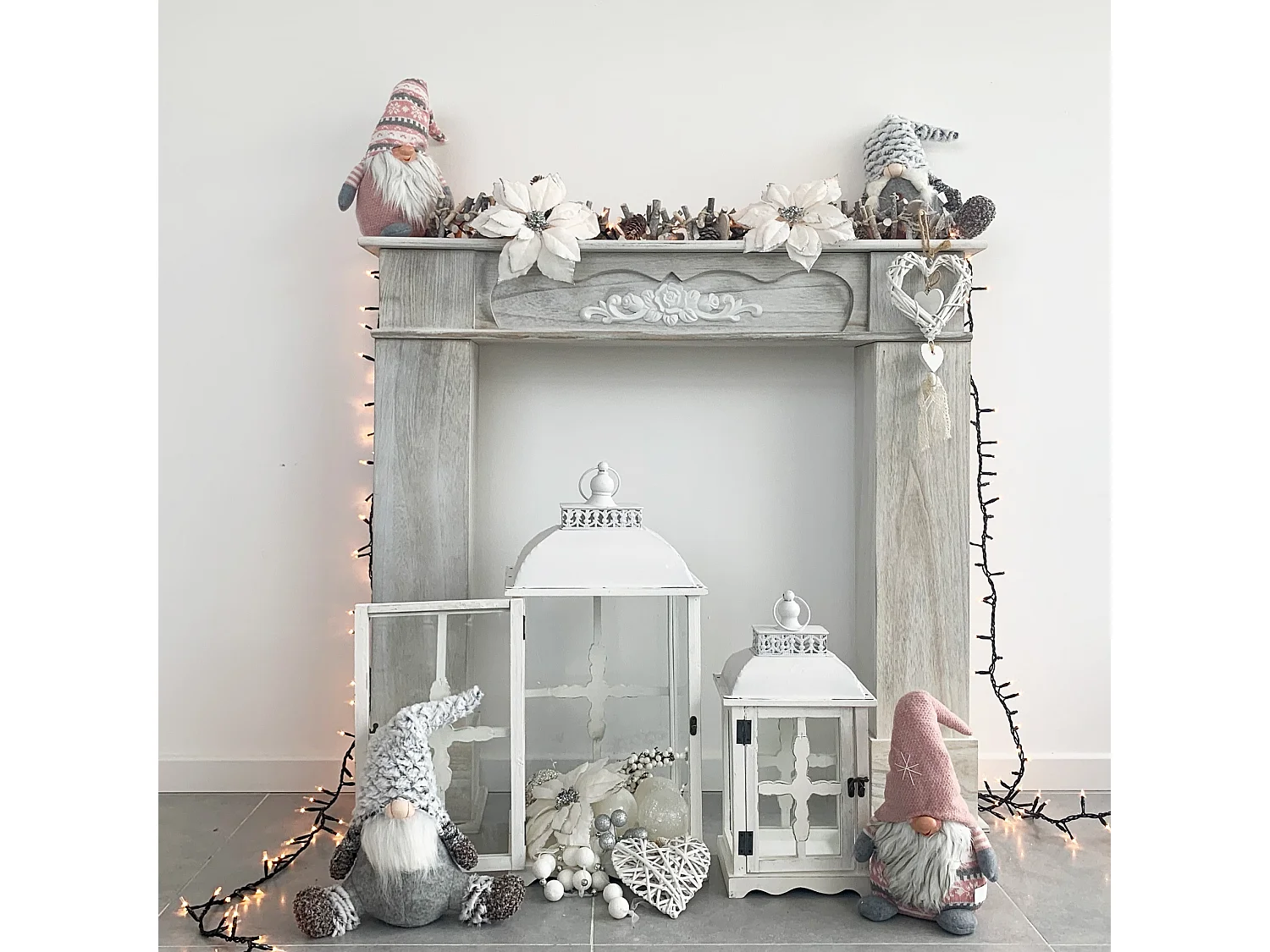 Gnome Décoratif Nain Suédois Gris Tissu Idée Cadeau 35x16x24