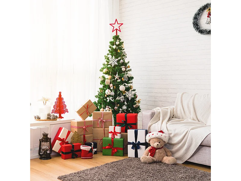 Albero di natale Verde Abete Artificiale da 210 cm Realistico e Folto 963 Rami