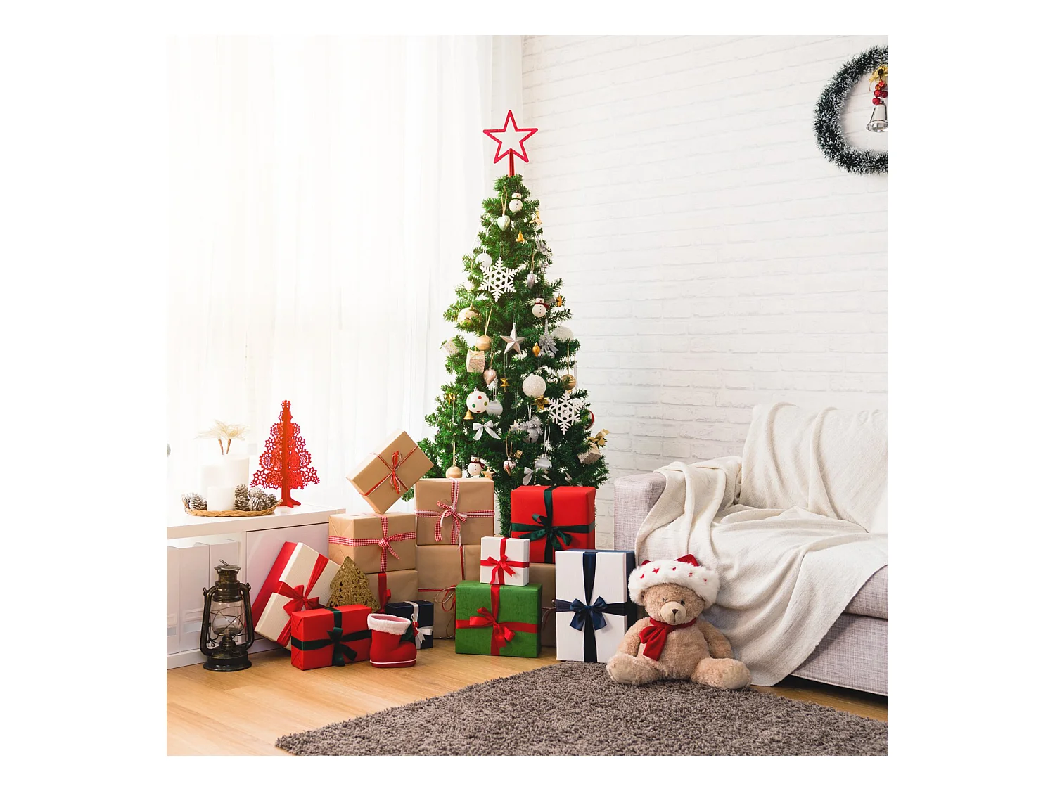 Árvore de Natal Artificial de Abeto 210 cm Verde Realista 963 Ramos