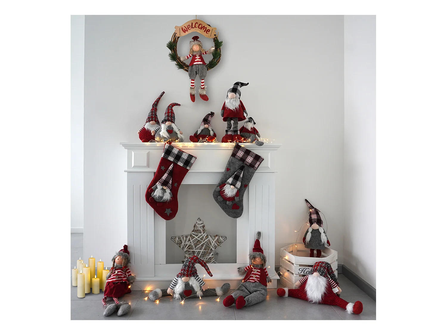 Paraspifferi Sottoporta Parafreddo Porta In Tessuto Rosso Decorazione Di Natale