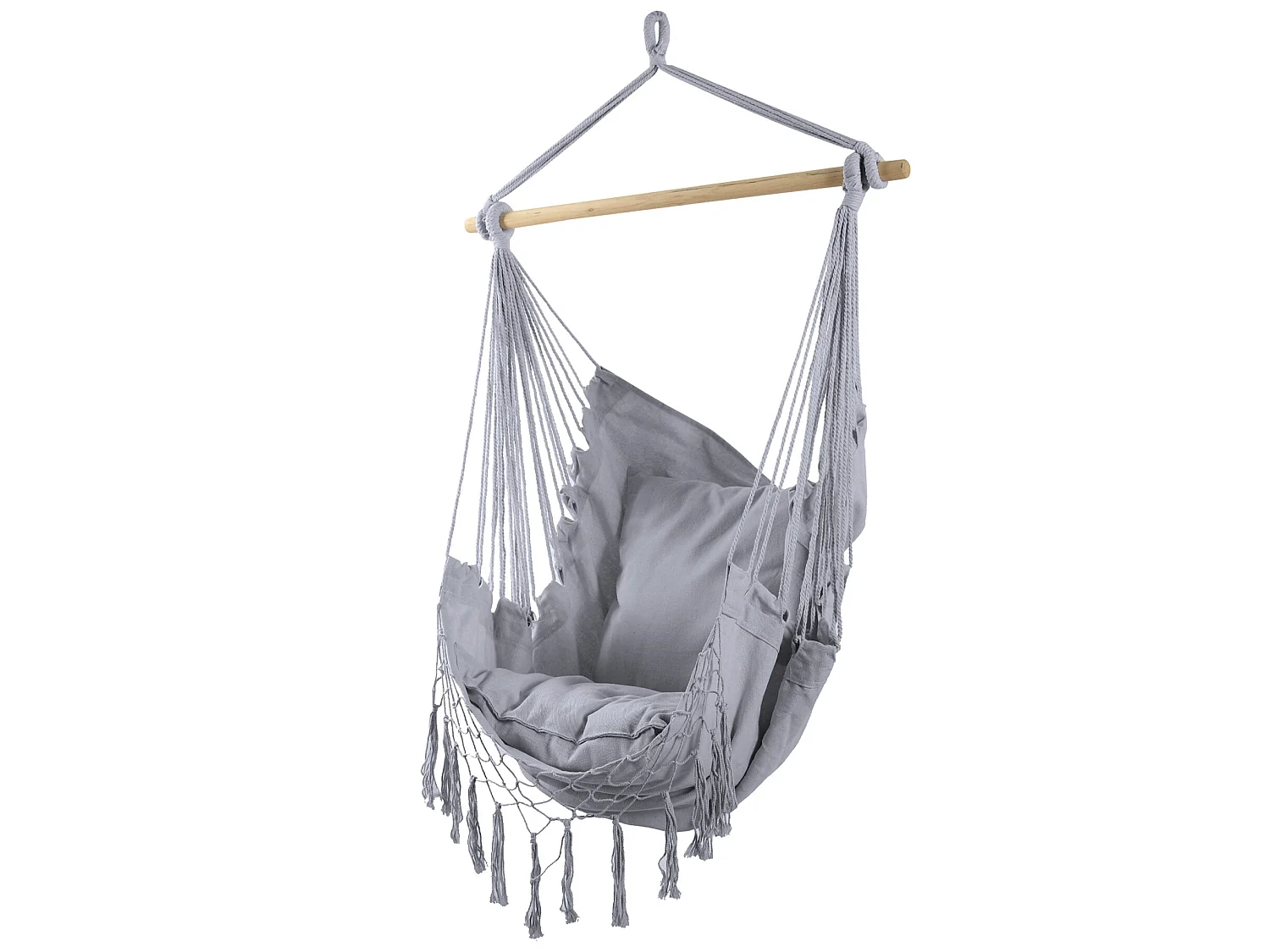 Fauteuil suspendu Hamac à bascule Gris pour Jardin avec Coussins