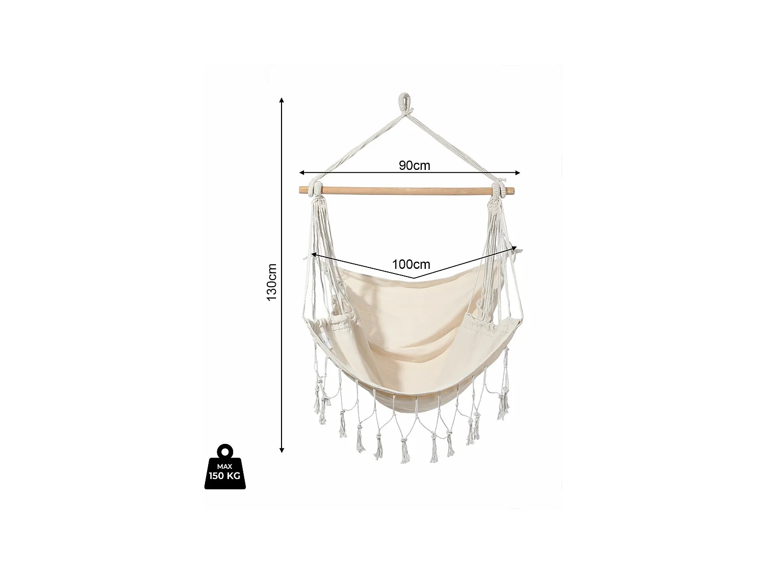 Cadeira Suspensa Bege Cadeira de baloiço para Jardim com Almofadas Suspensas