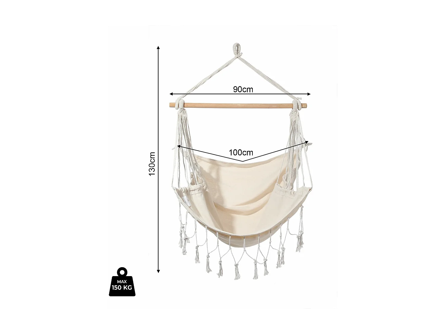 Hamac suspendu Fauteuil à bascule Beige pour Jardin avec Coussins