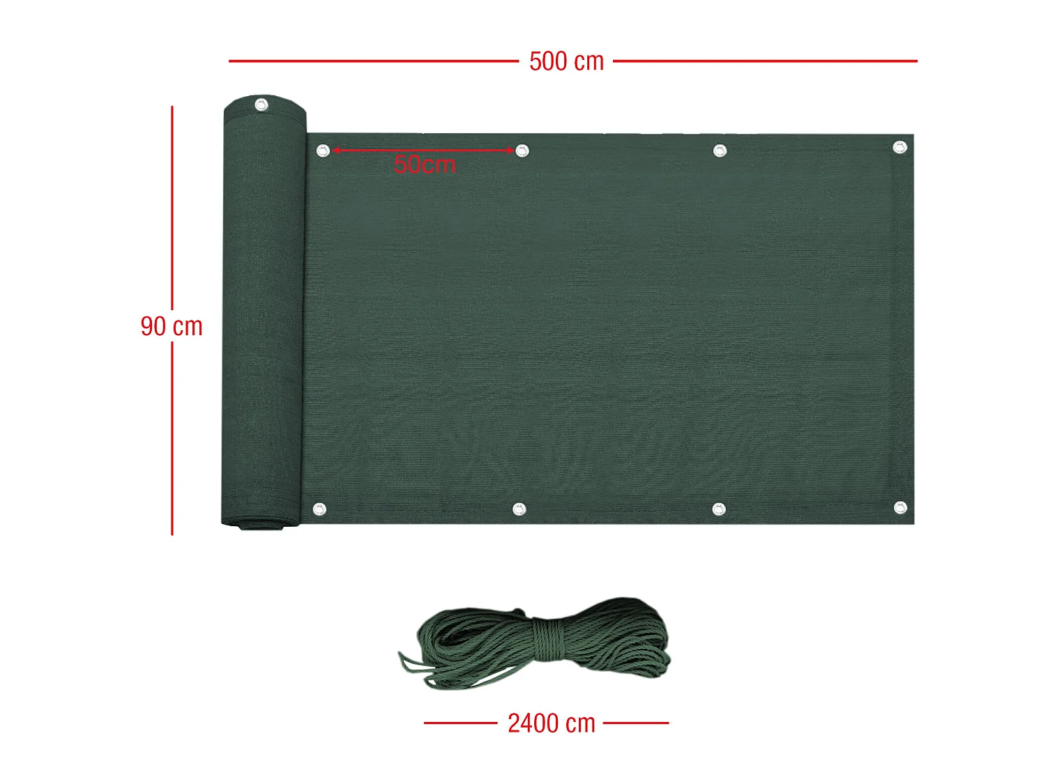 Frangivista Copertura Ringhiere Hdpe Verde Corda Occhielli 0,9x5