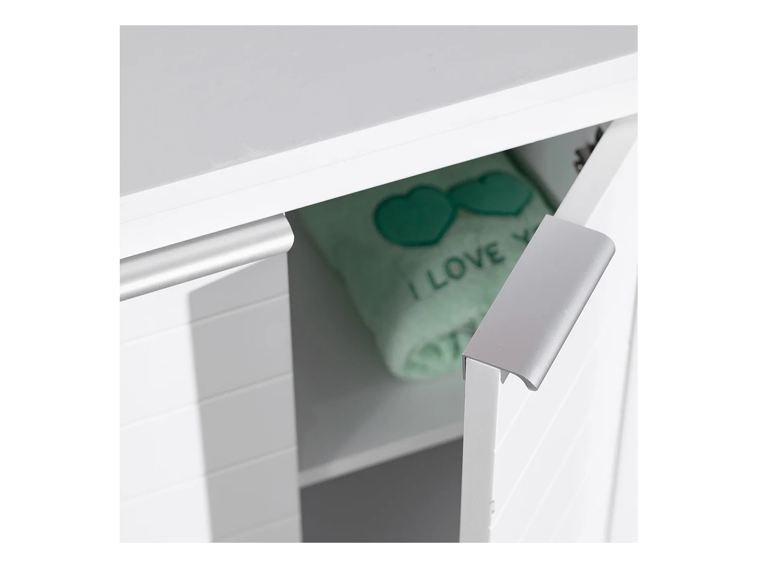 Armoire de salle de bains moderne 2 portes 2 étagères en bois blanc