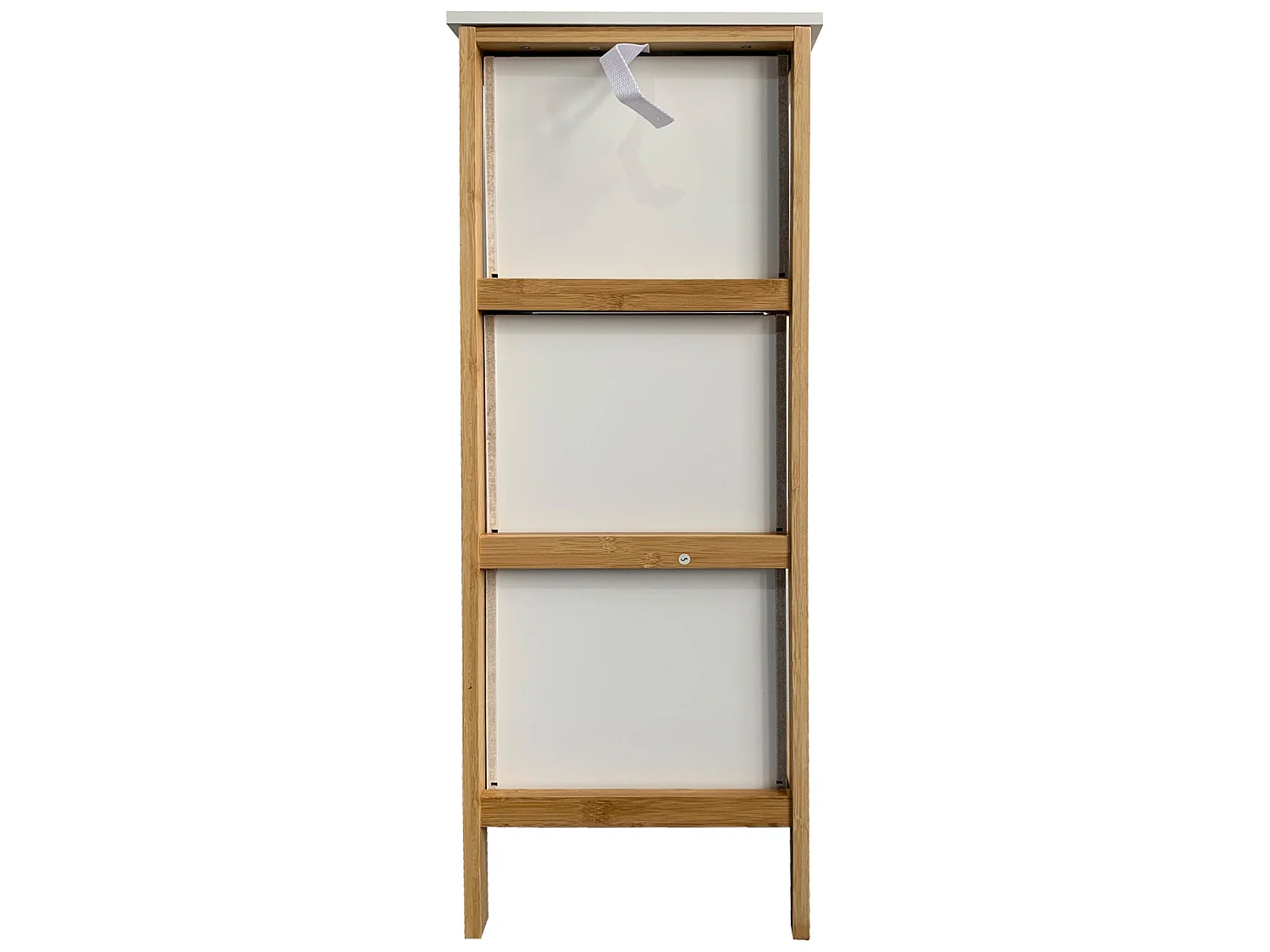 Commode de salle de bains 3 Tiroirs Mdf Bois Blanc Bambu