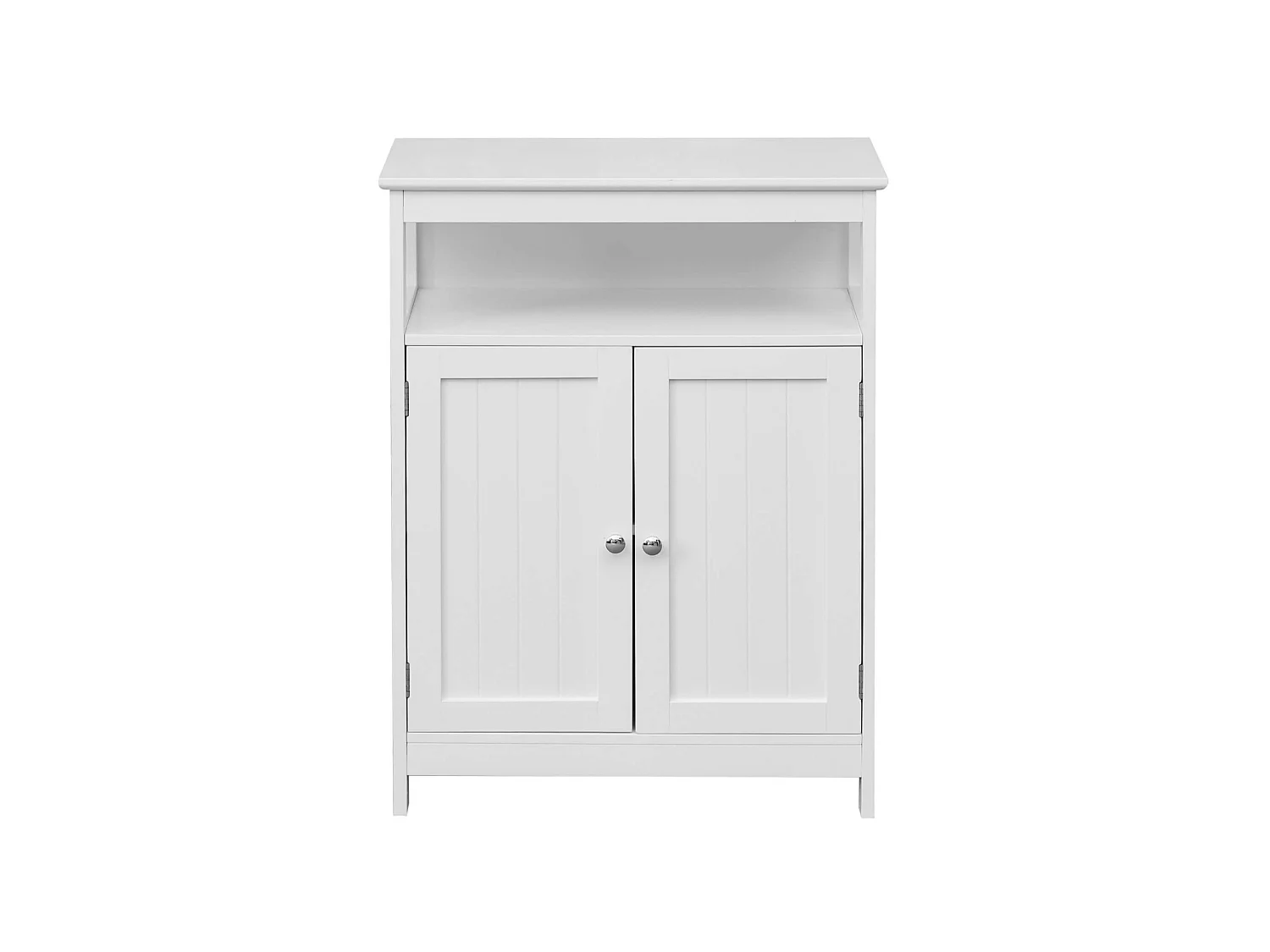 Armoire de salle de bain 2 portes et étagère en bois blanc  moderne