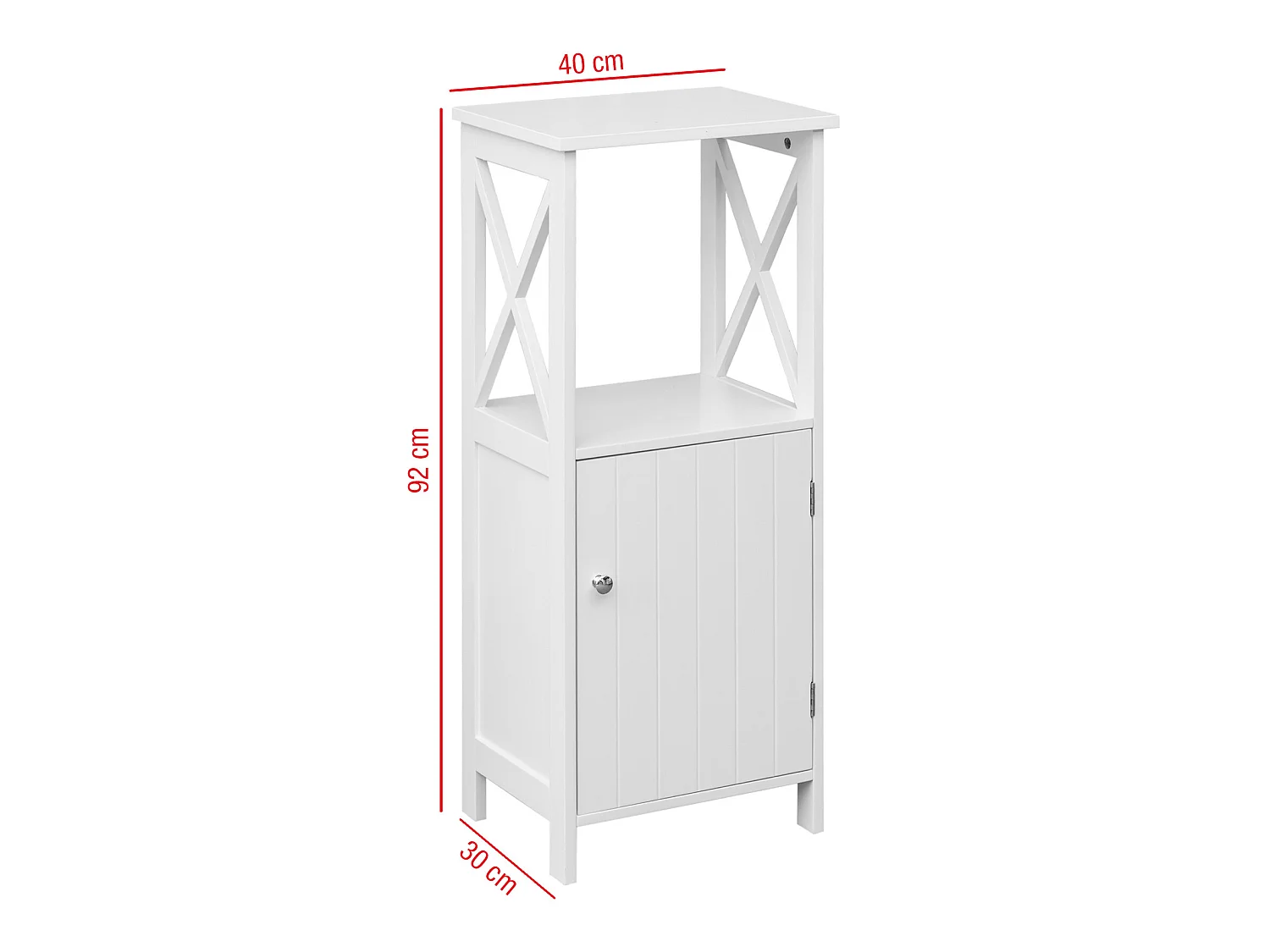 Meuble sur pied Meuble en bois blanc avec étagères pour salle de bains