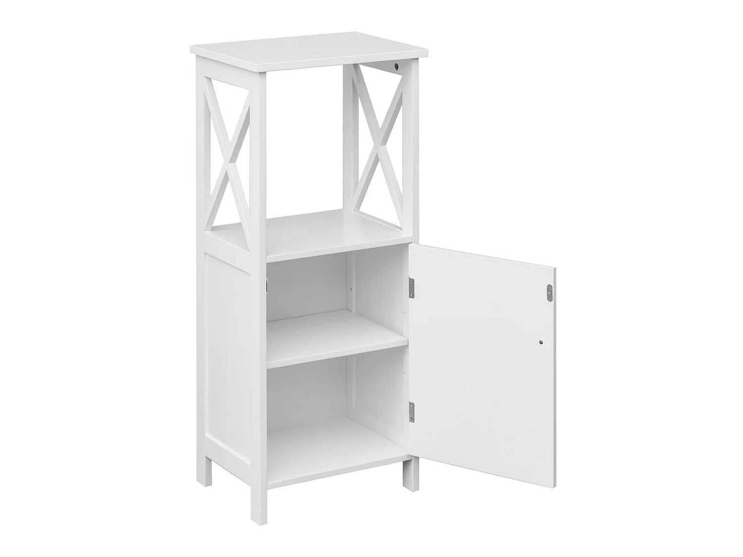 Meuble sur pied Meuble en bois blanc avec étagères pour salle de bains