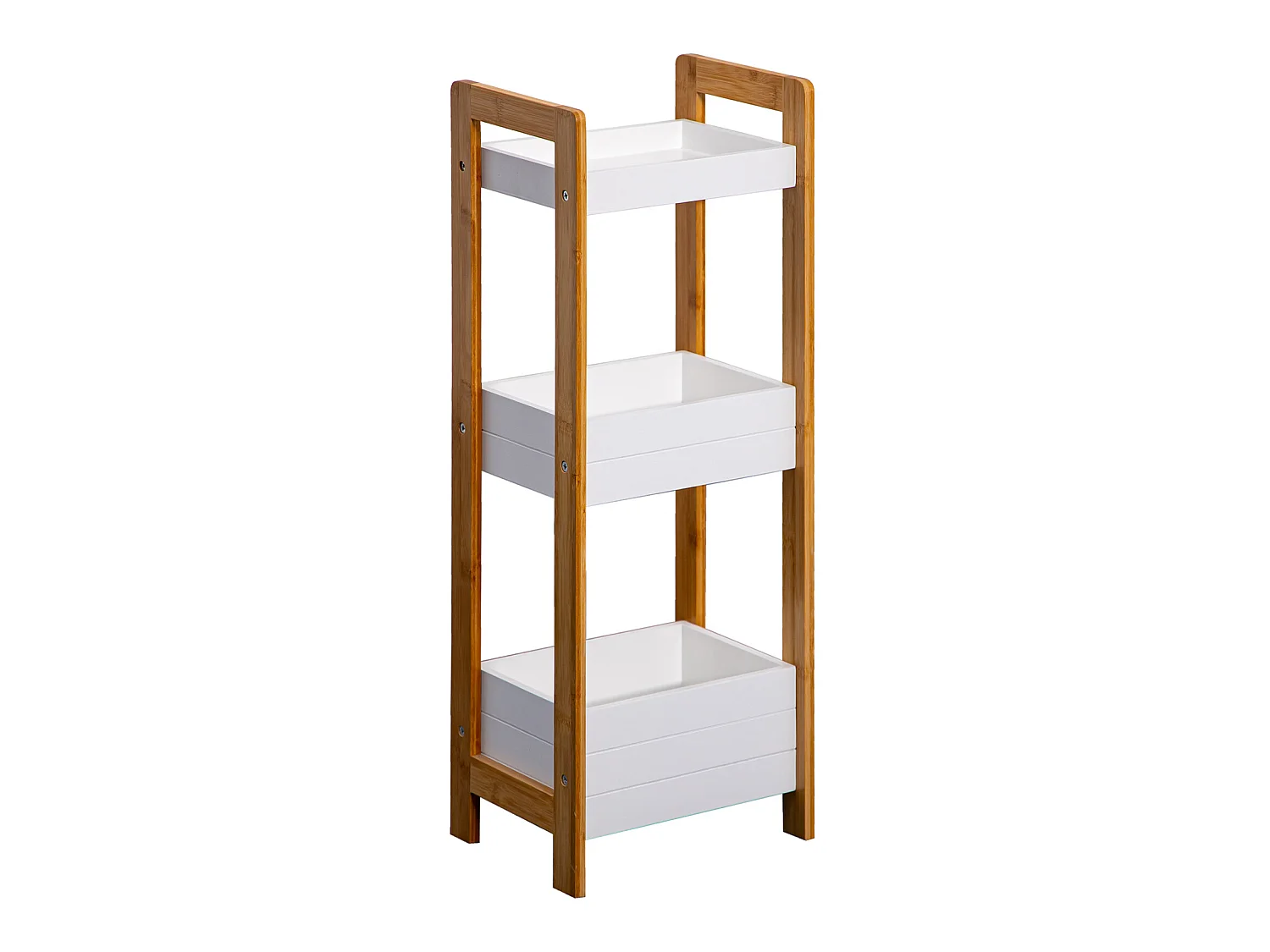 Étagère en échelle Meuble de salle de bain 3 étagères MDF Bambu Blanc