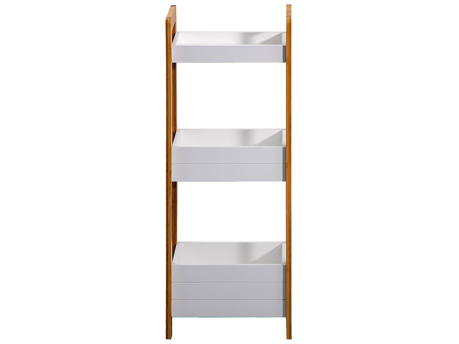 Étagère en échelle Meuble de salle de bain 3 étagères MDF Bambu Blanc