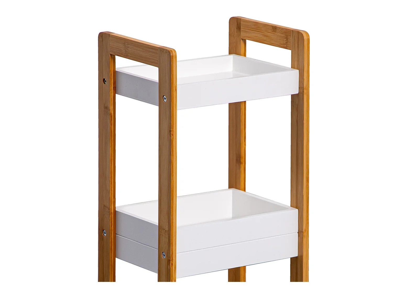 Étagère en échelle Meuble de salle de bain 3 étagères MDF Bambu Blanc