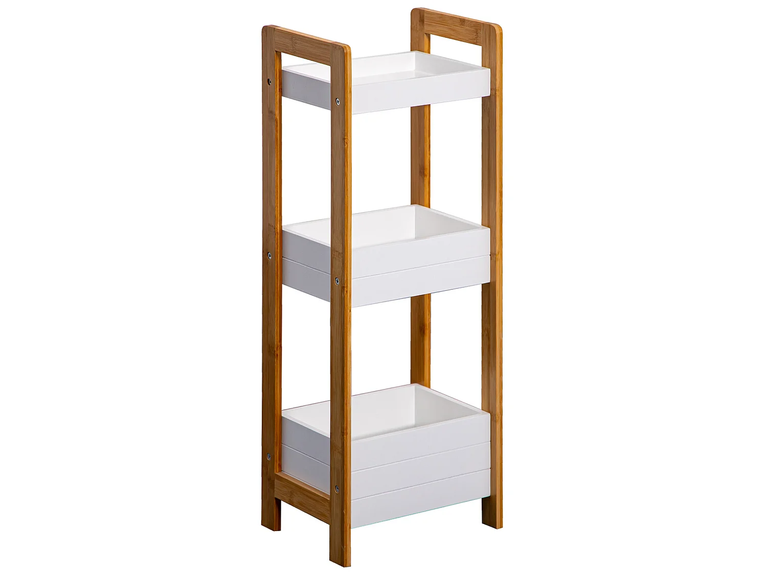 Étagère en échelle Meuble de salle de bain 3 étagères MDF Bambu Blanc