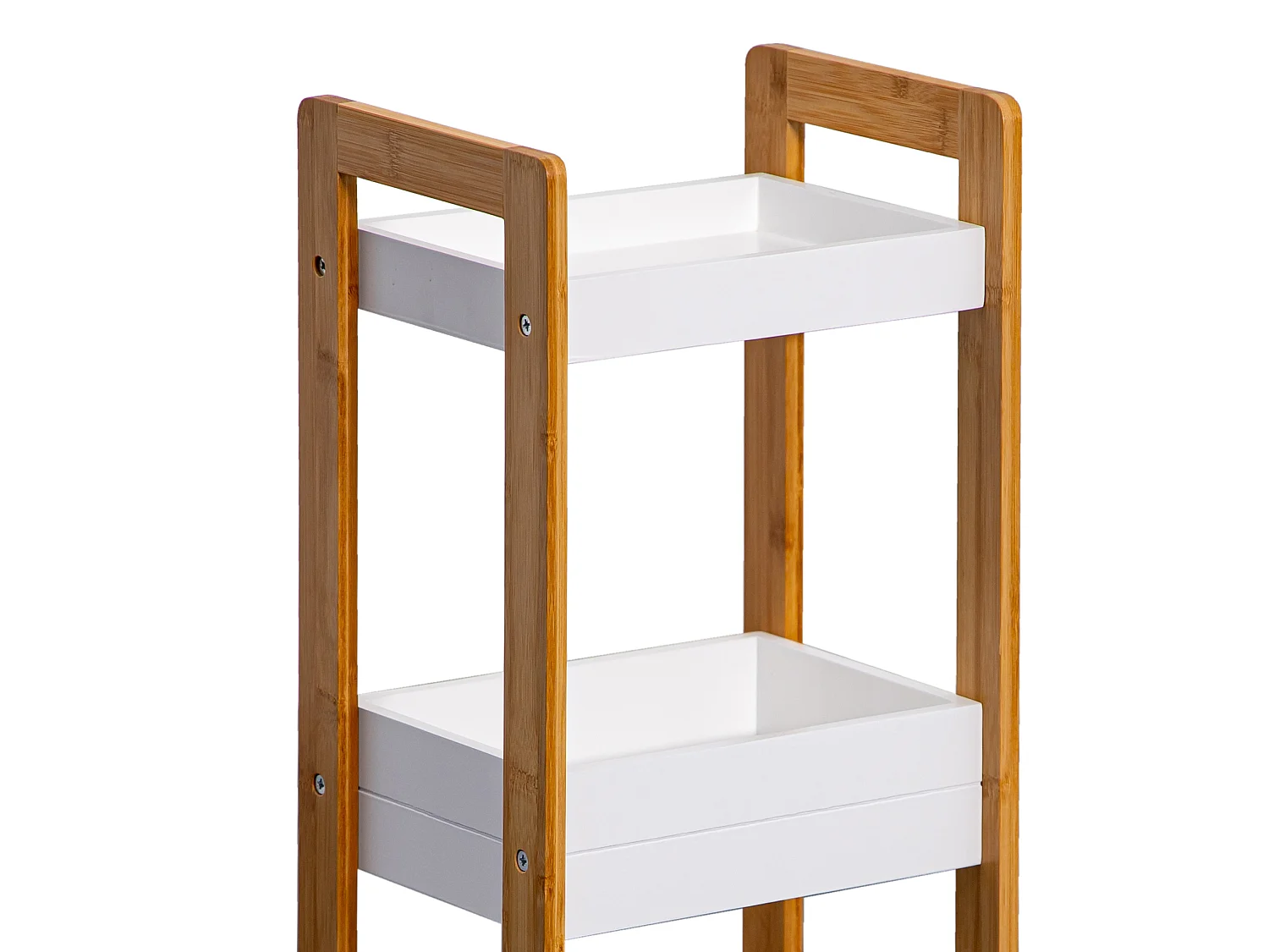 Étagère en échelle Meuble de salle de bain 3 étagères MDF Bambu Blanc