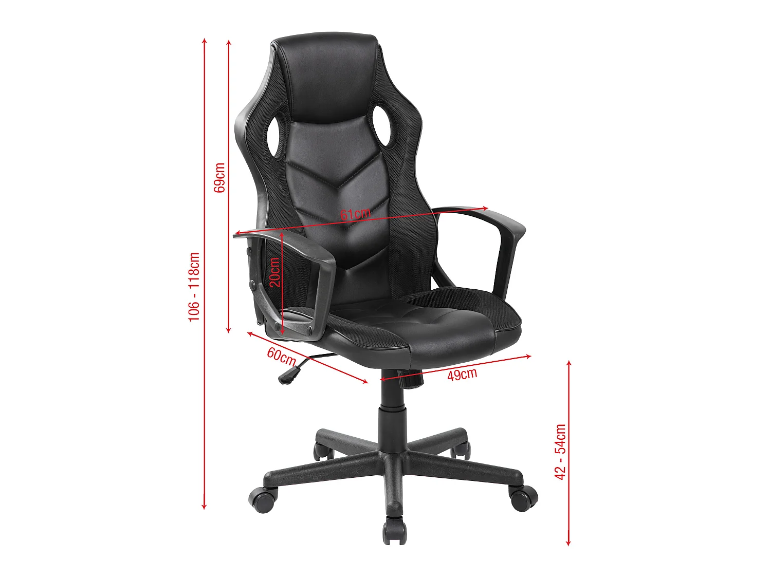 Sedia da Gaming Poltrona ufficio Scrivania Direzionale in Pelle sintetica Nera