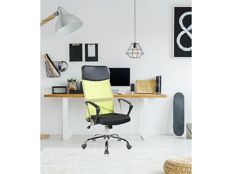 Poltrona Sedia Ergonomica Nera Verde Ufficio 113/123x57,5x58,5