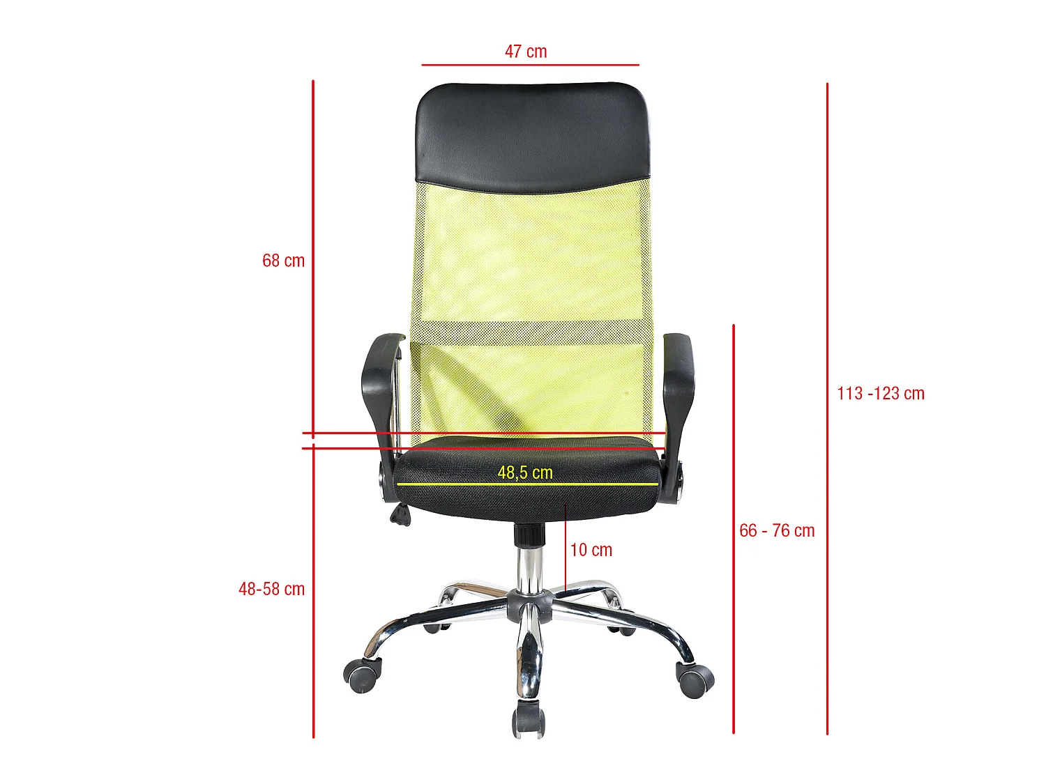Poltrona Sedia Ergonomica Nera Verde Ufficio 113/123x57,5x58,5