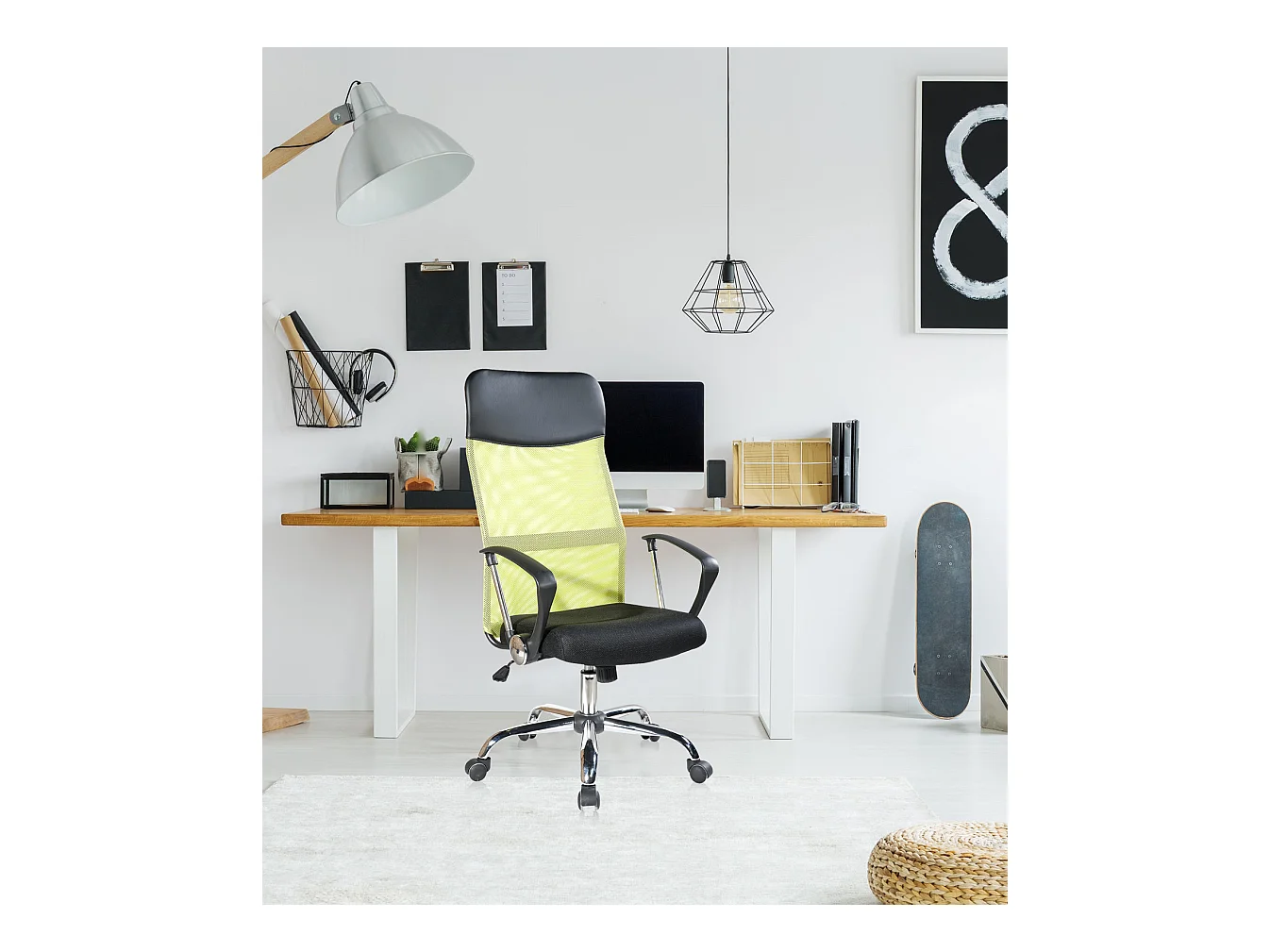 Armchair Chaise Ergonomique Noir Vert Bureau 113/123x57,5x58,5